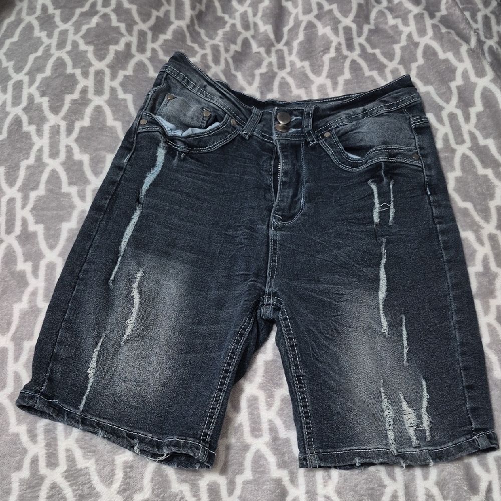 Distressed Denim Shorts